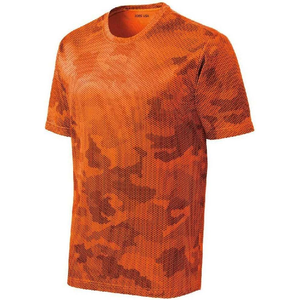 Joe's USA Men's Camo Hex Workout Tee DRI-EQUIP Neon Orange XS