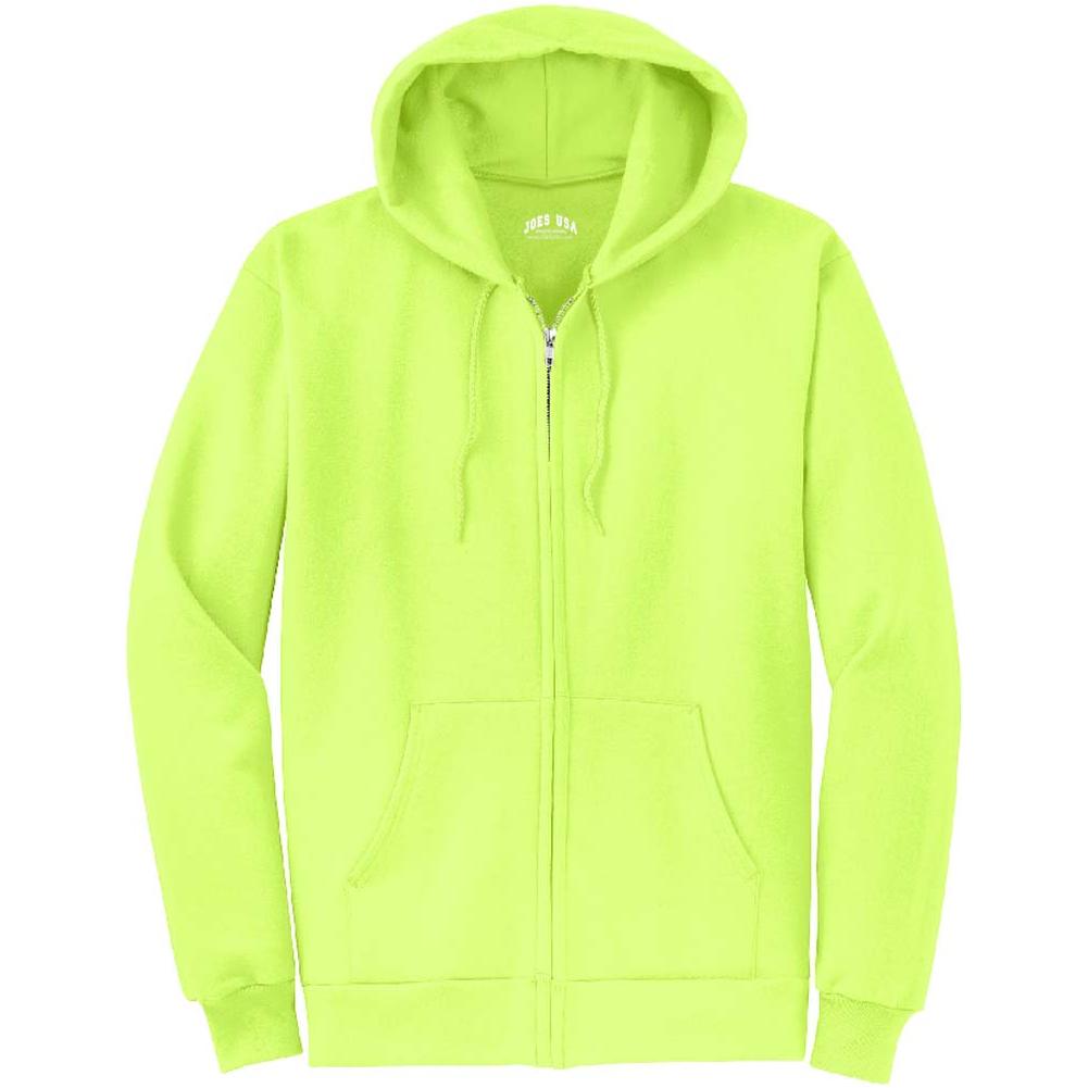 Wholesale Mens Heavy Blend Full-Zip Hooded Sweatshirt-NeonYellow Sweatshirts/Fleece Joe's USA Neon Yellow S