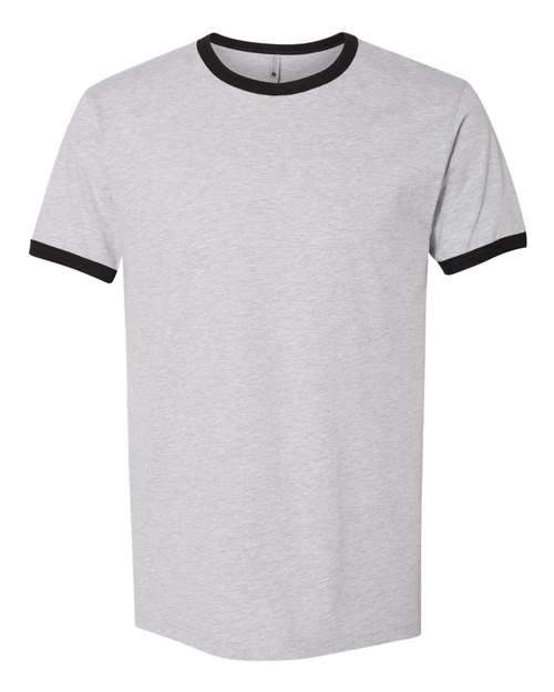 Next Level Unisex Cotton Ringer T-Shirt - Next Level 3604 Heather Grey/ Black XS Short Sleeve T-Shirts
