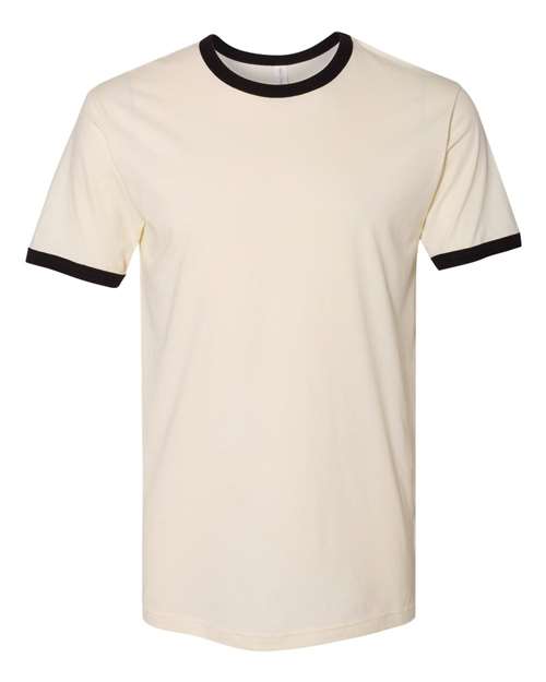 Next Level Unisex Cotton Ringer T-Shirt - Next Level 3604 Natural/ Black XS Short Sleeve T-Shirts