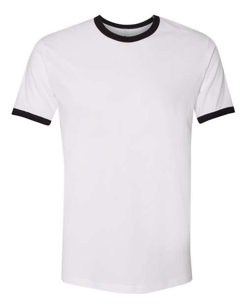 Next Level Unisex Cotton Ringer T-Shirt - Next Level 3604 White/ Black XS Short Sleeve T-Shirts