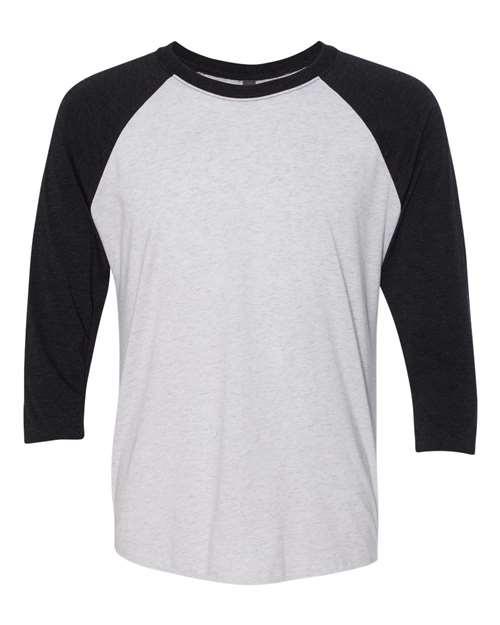 Next Level Unisex Triblend Three - Quarter Raglan T-Shirt - Next Level 6051 Vintage Black Sleeves/ Heather White Body XS Short Sleeve T-Shirts