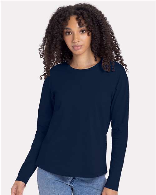 Next Level Women's Cotton Relaxed Long Sleeve T-Shirt - Next Level 3911 Midnight Navy XS Long Sleeve T-Shirts