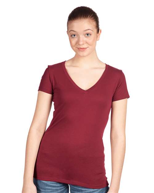 Next Level Women's Ideal V - Neck T-Shirt - Next Level 1540 Cardinal XS Short Sleeve T-Shirts