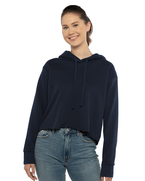 Next Level Women's Laguna Sueded Raw Edge Crop Hoodie Sweatshirt - Next Level 9384 Black XS Sweatshirts