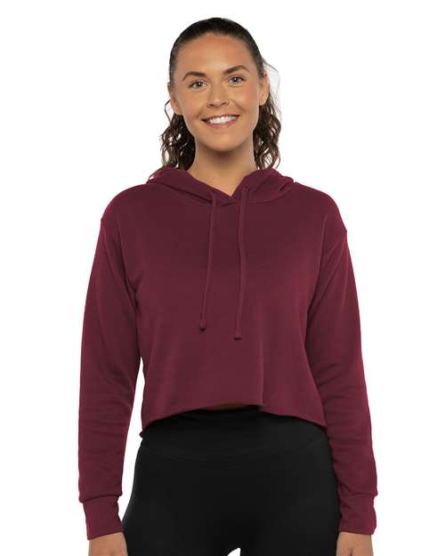Next Level Women's Laguna Sueded Raw Edge Crop Hoodie Sweatshirt - Next Level 9384 Maroon XS Sweatshirts