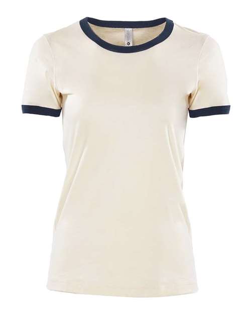 Next Level Women's Ringer Tee - Next Level 3904 Natural/ Midnight Navy S Short Sleeve T-Shirts