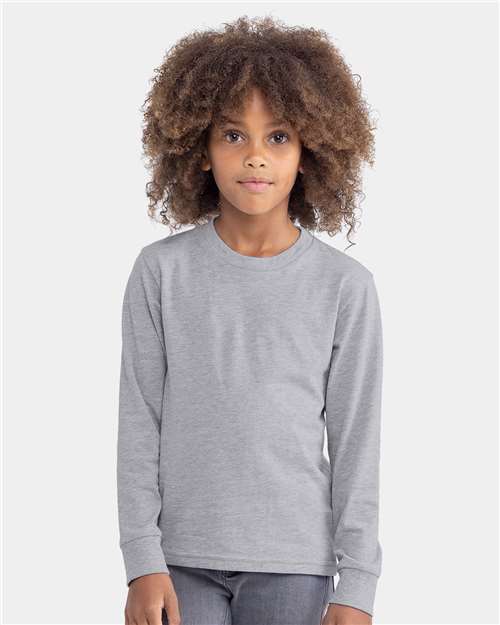 Next Level Youth Cotton Long Sleeve T-Shirt - Next Level 3311 Heather Grey XS Long Sleeve T-Shirts