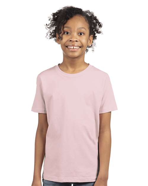 Next Level Youth Cotton T-Shirt - Next Level 3310 Light Pink XS Short Sleeve T-Shirts