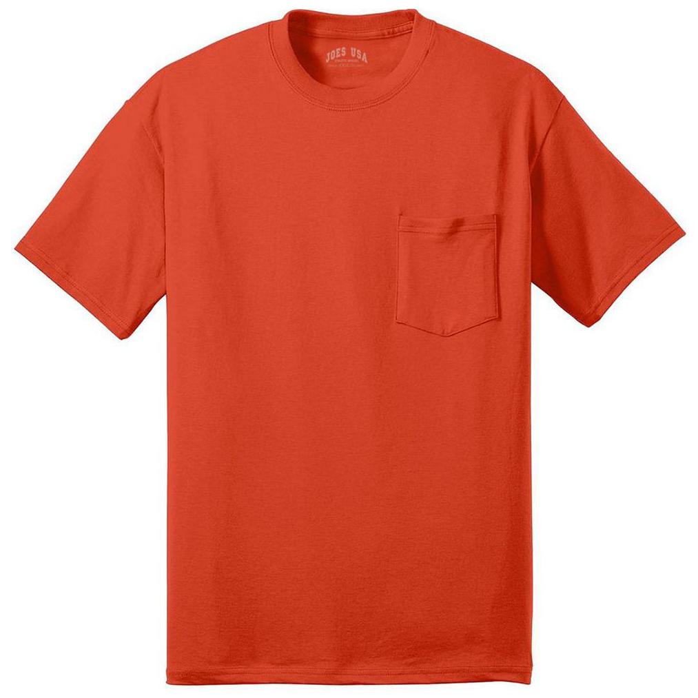 Joe's USA Men's 50/50 Cotton/Poly T-Shirt with Pocket-Orange T-Shirts Joe's USA Orange S