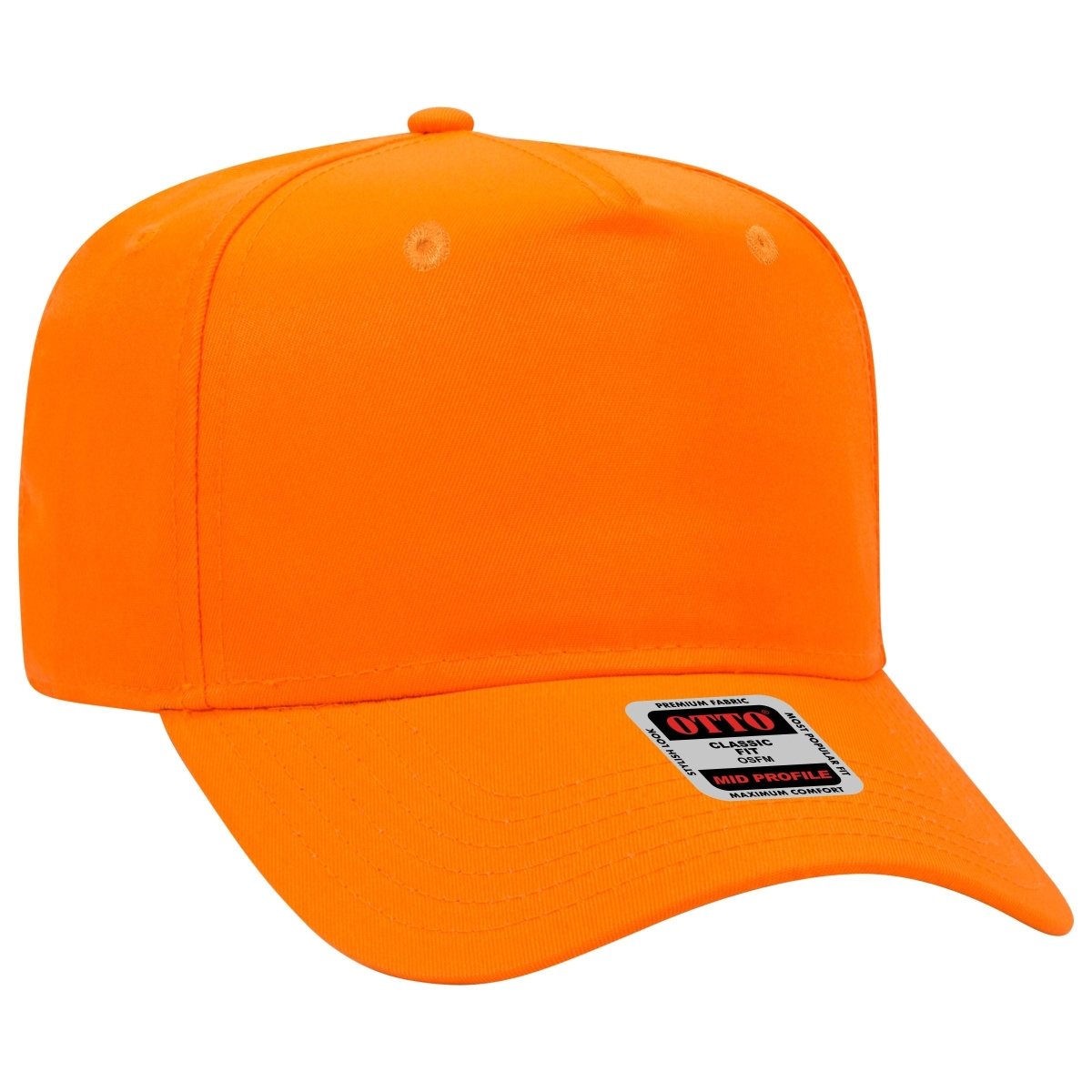Otto Cap 31 - 069 - 5 Panel, Mid Profile Baseball Cap Neon Orange Caps