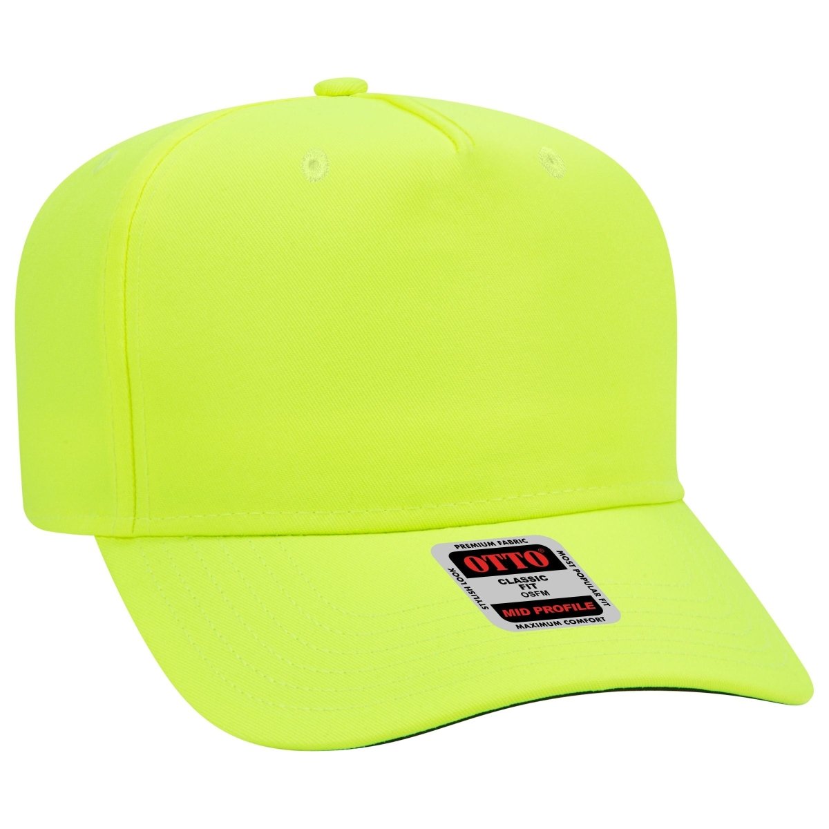 Otto Cap 31 - 069 - 5 Panel, Mid Profile Baseball Cap Neon Yellow Caps