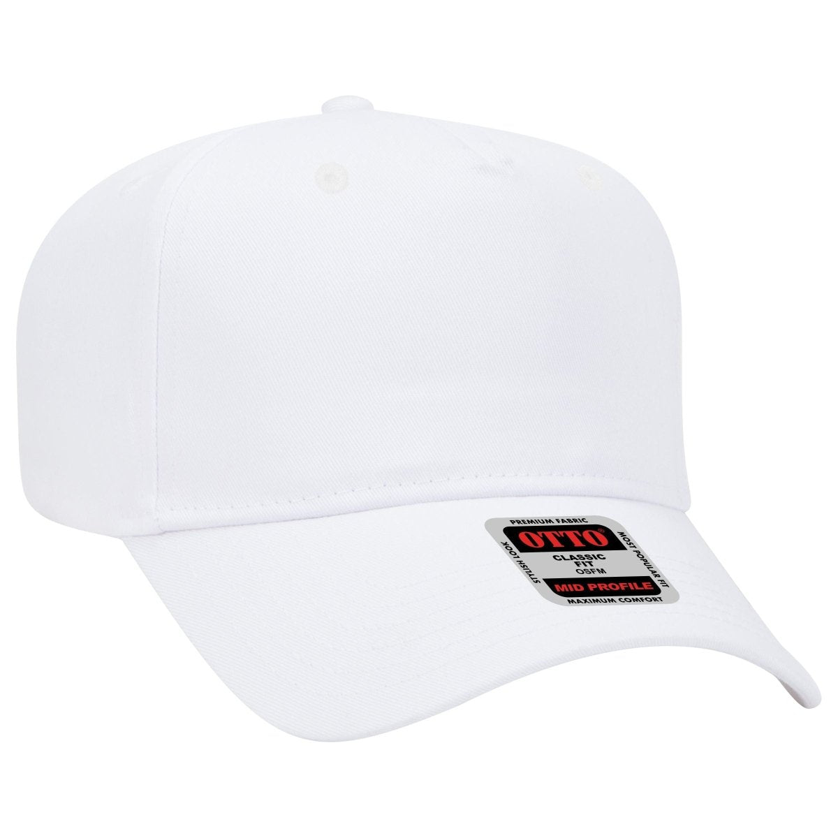 Otto Cap 31 - 069 - 5 Panel, Mid Profile Baseball Cap White Caps