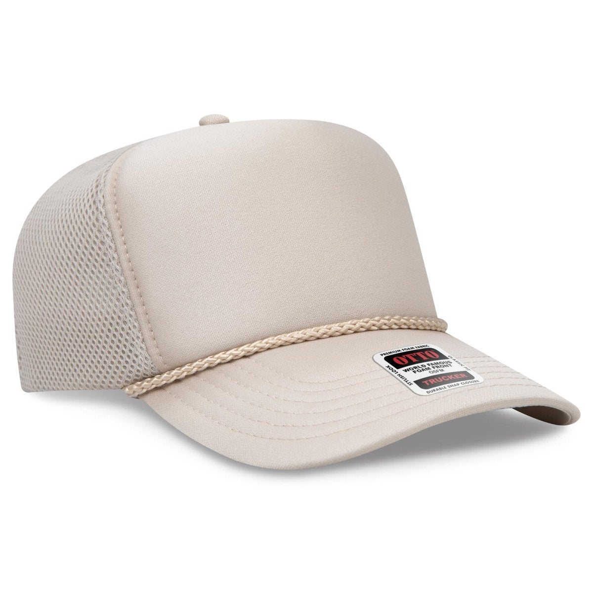 OTTO CAP 5 Panel High Crown Air Mesh Back Trucker Hat OTTO 39 - 166 Khaki OSFM - Adult Hats