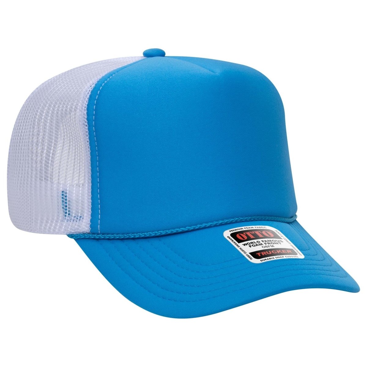 OTTO CAP 5 Panel High Crown Mesh Back Trucker Hat OTTO 39 - 165 10710716 N Blu/N Blu/Wht OSFM - Adult Hats