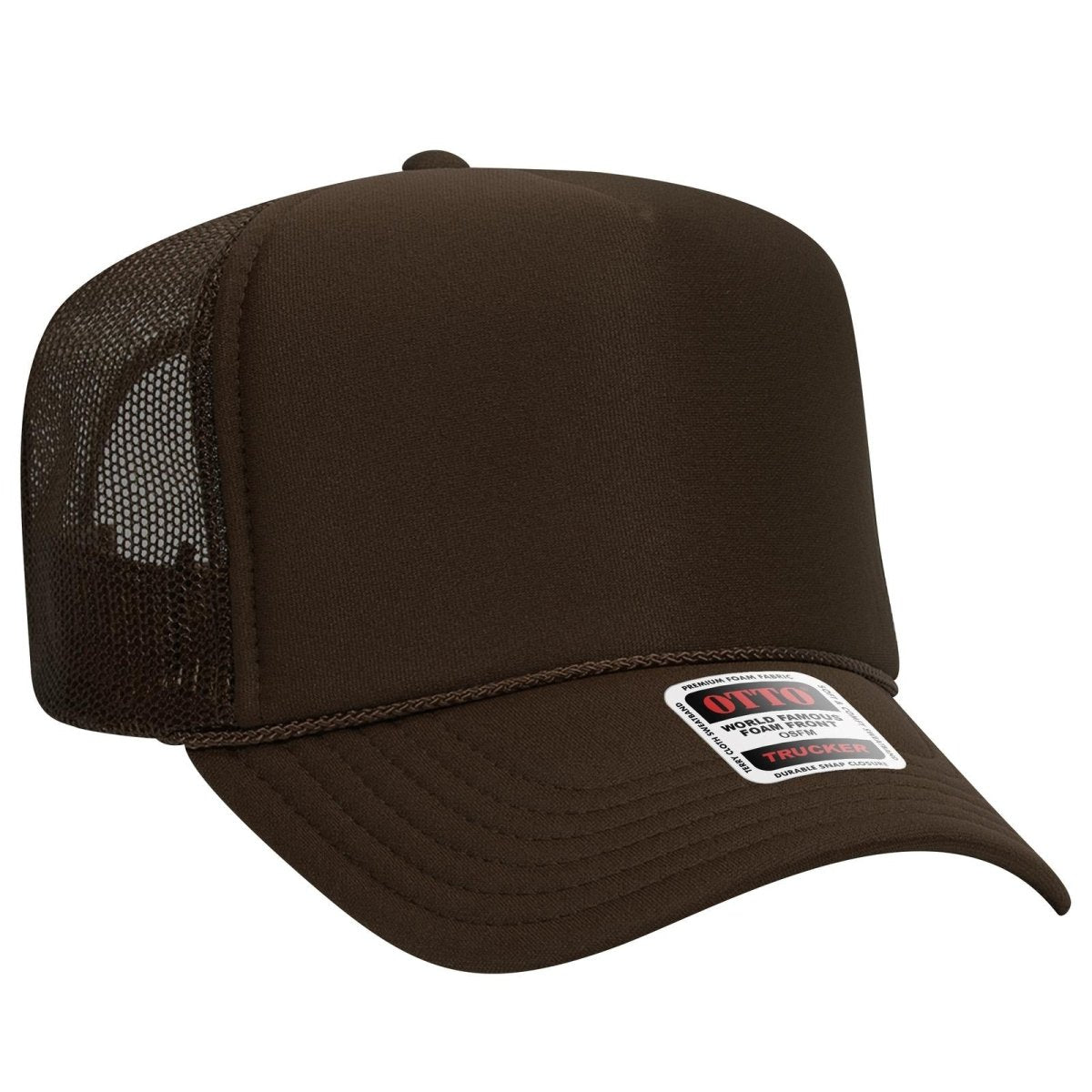 OTTO CAP 5 Panel High Crown Mesh Back Trucker Hat OTTO 39 - 165 Brown OSFM - Adult Hats