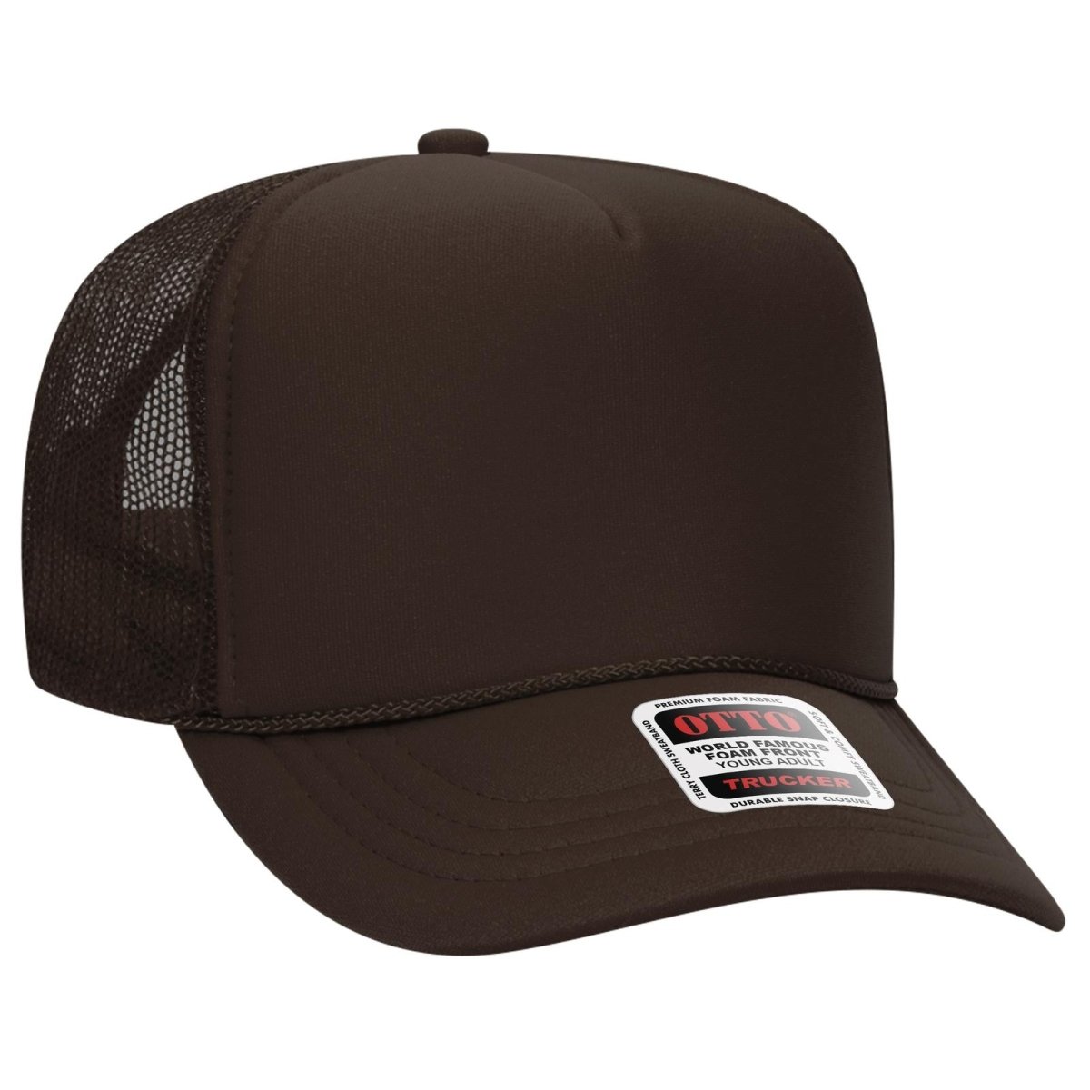 OTTO CAP 5 Panel High Crown Mesh Back Trucker Hat OTTO 39 - 165 Brown Young Adult Hats