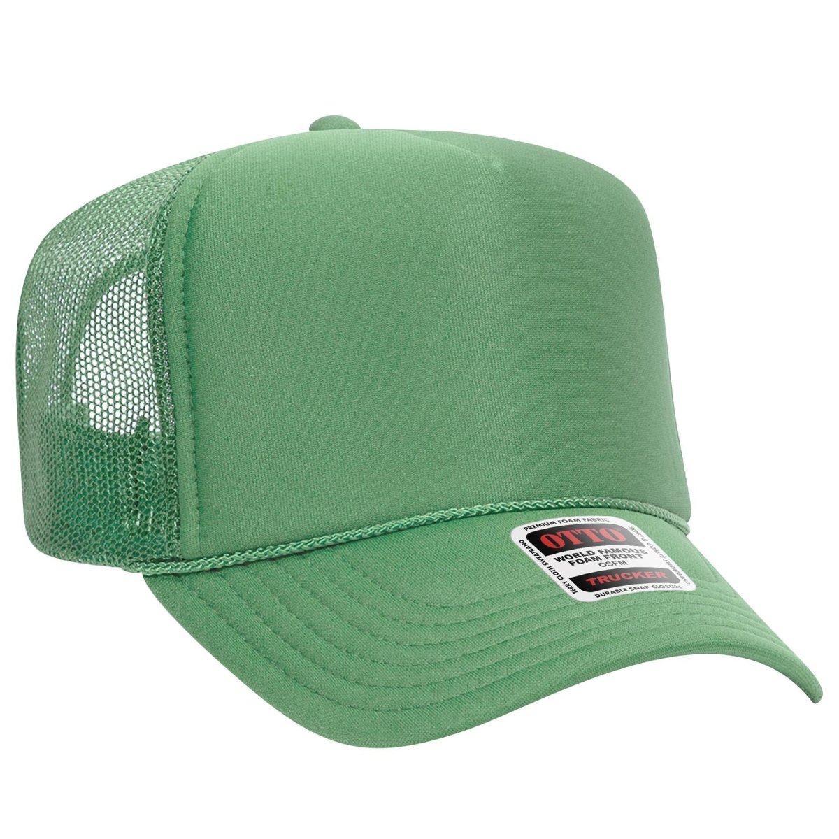 OTTO CAP 5 Panel High Crown Mesh Back Trucker Hat OTTO 39 - 165 Cactus Green OSFM - Adult Hats