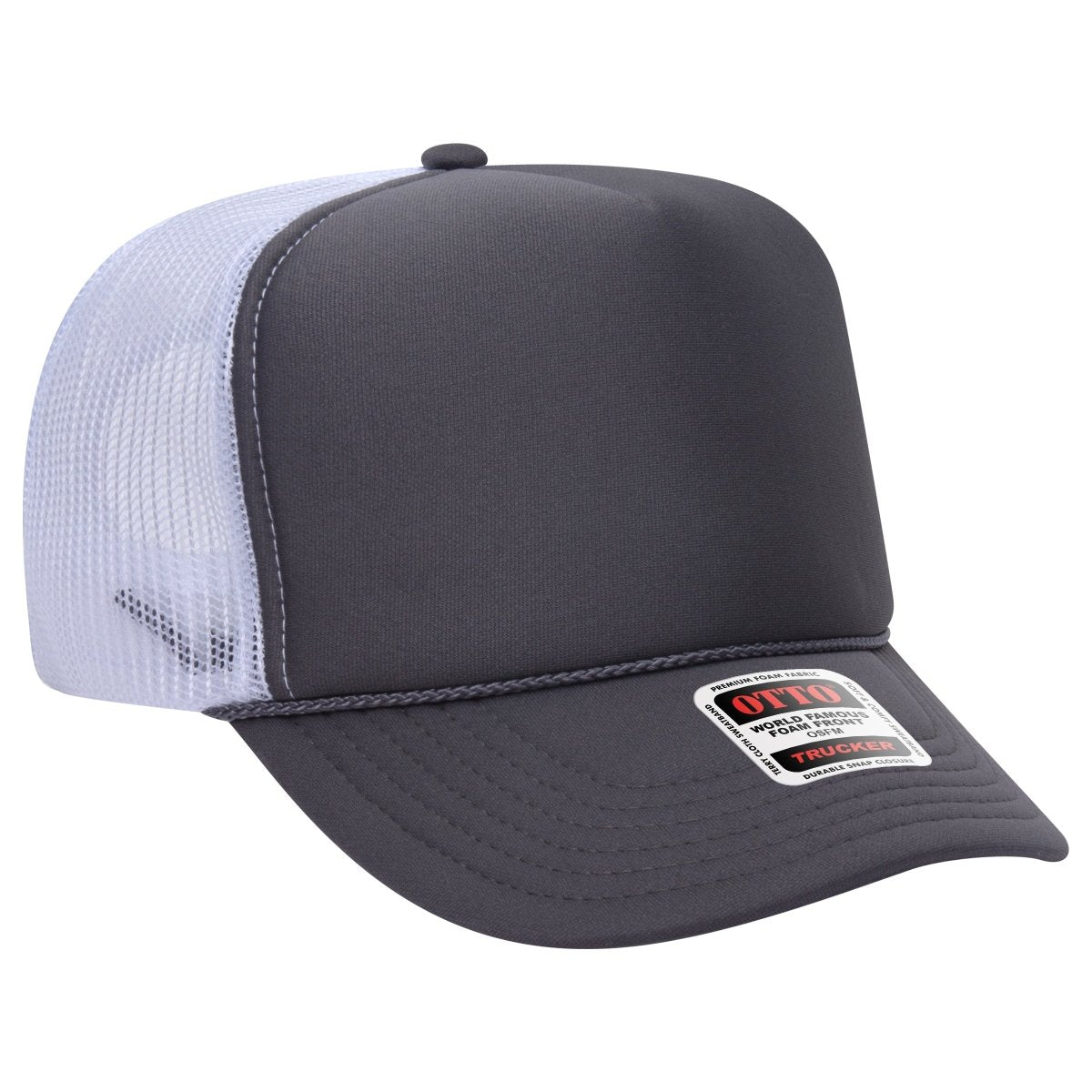 OTTO CAP 5 Panel High Crown Mesh Back Trucker Hat OTTO 39 - 165 Ch.Gry/Ch.Gry/Wht OSFM - Adult Hats