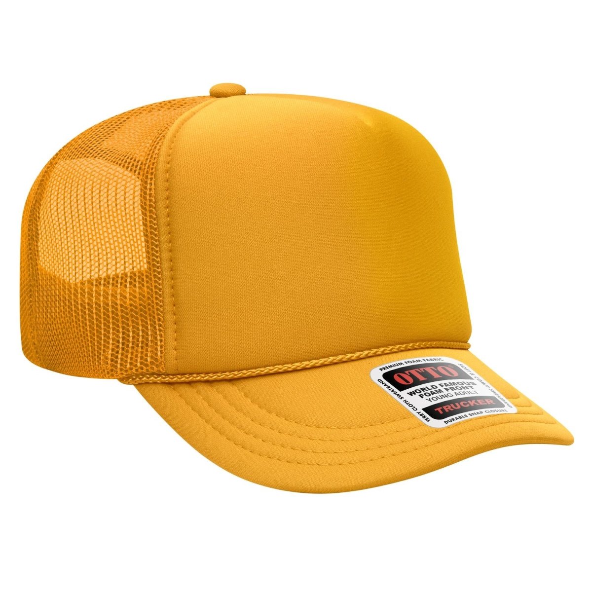 OTTO CAP 5 Panel High Crown Mesh Back Trucker Hat OTTO 39 - 165 Gold Young Adult Hats