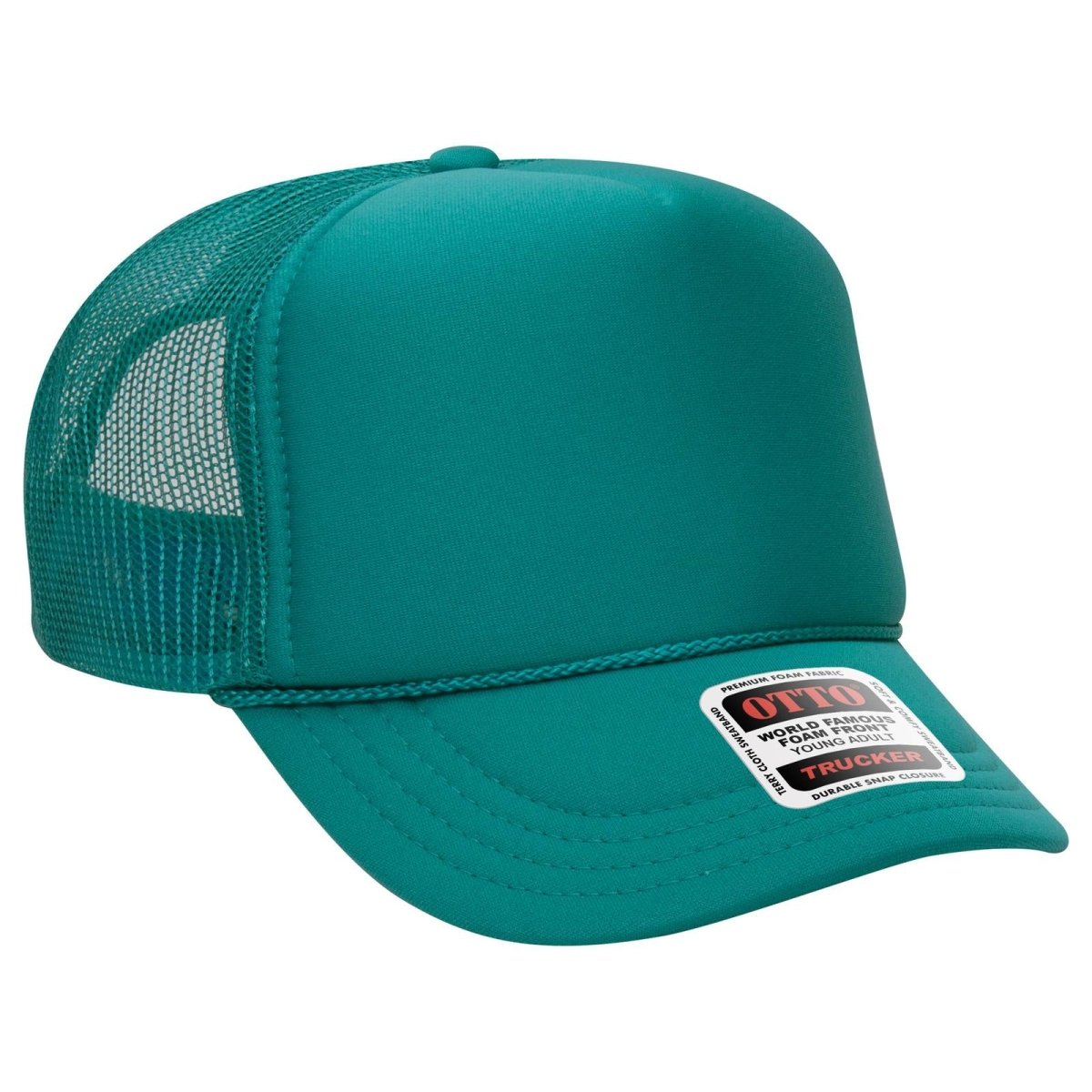 OTTO CAP 5 Panel High Crown Mesh Back Trucker Hat OTTO 39 - 165 Jade Young Adult Hats