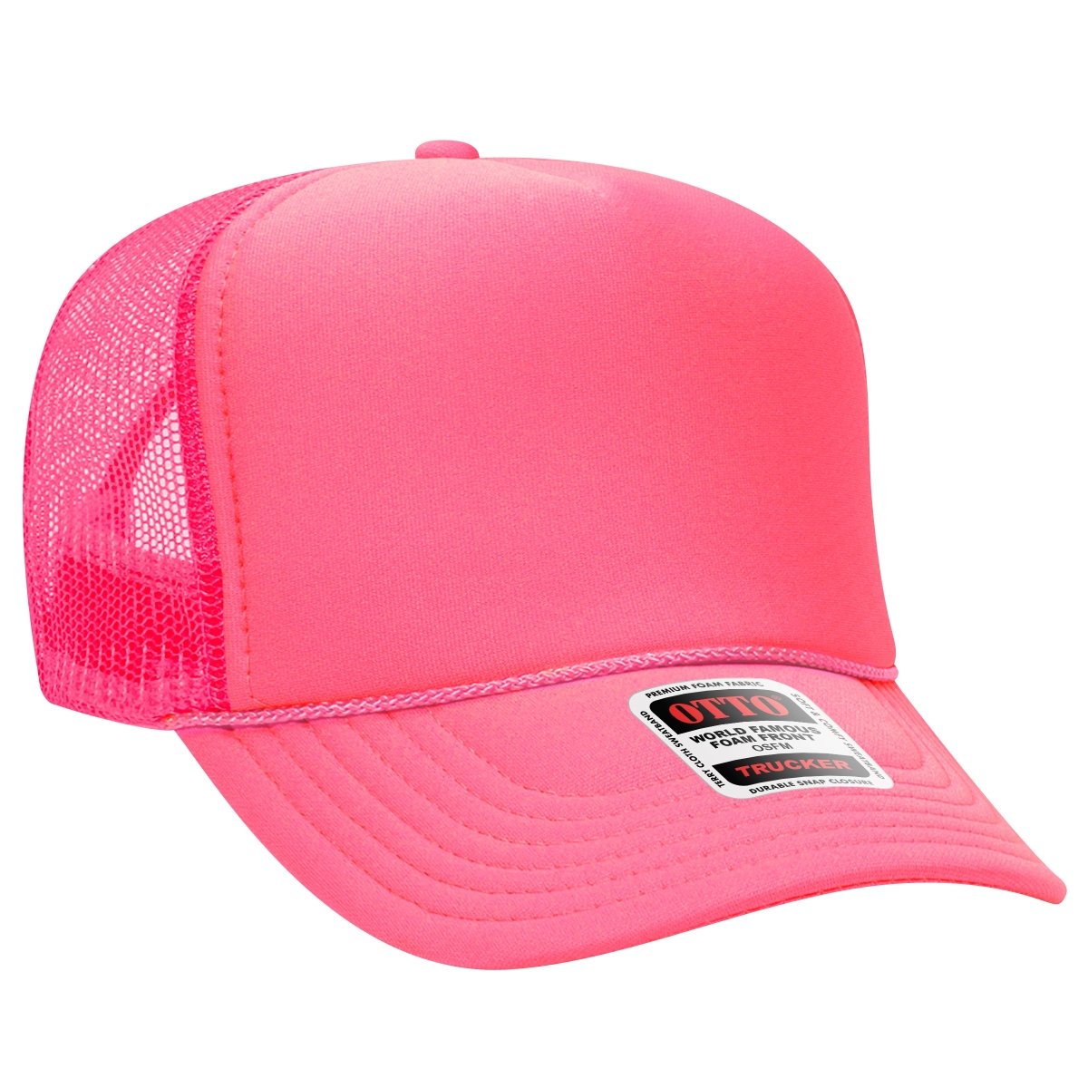 OTTO CAP 5 Panel High Crown Mesh Back Trucker Hat OTTO 39 - 165 N. Pink OSFM - Adult Hats