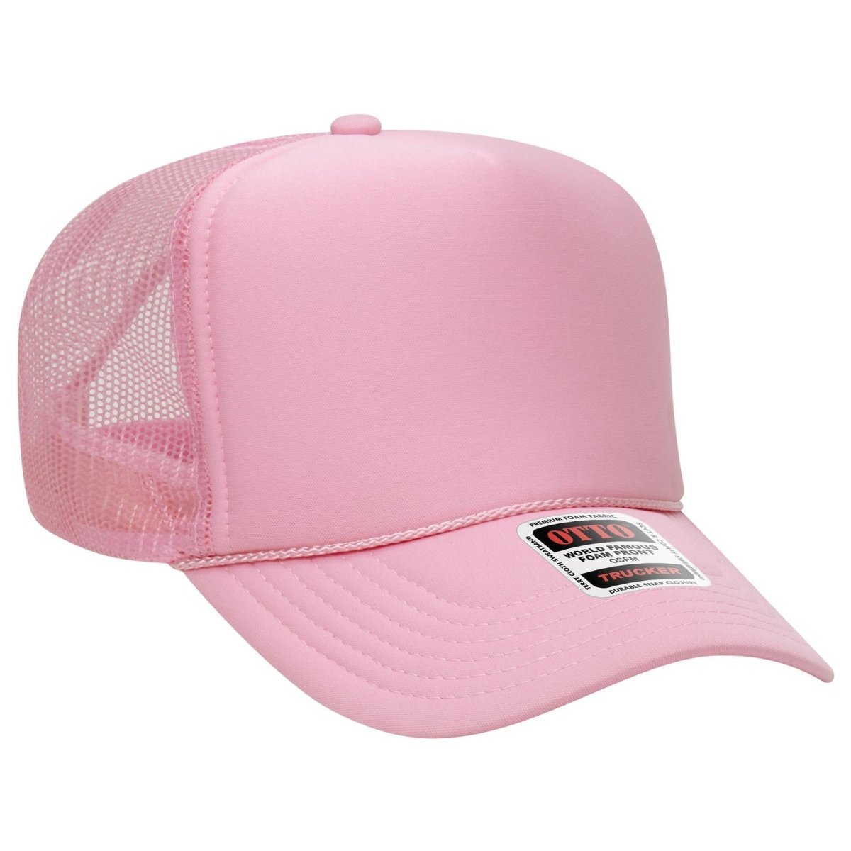 OTTO CAP 5 Panel High Crown Mesh Back Trucker Hat OTTO 39 - 165 Pink OSFM - Adult Hats