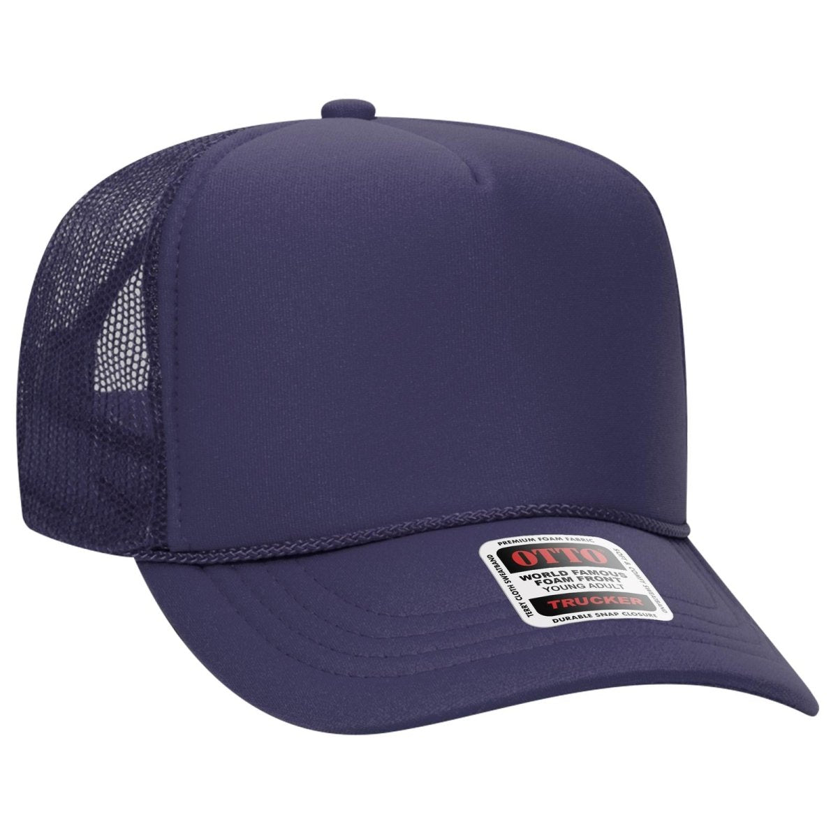 OTTO CAP 5 Panel High Crown Mesh Back Trucker Hat OTTO 39 - 165 Purple Young Adult Hats