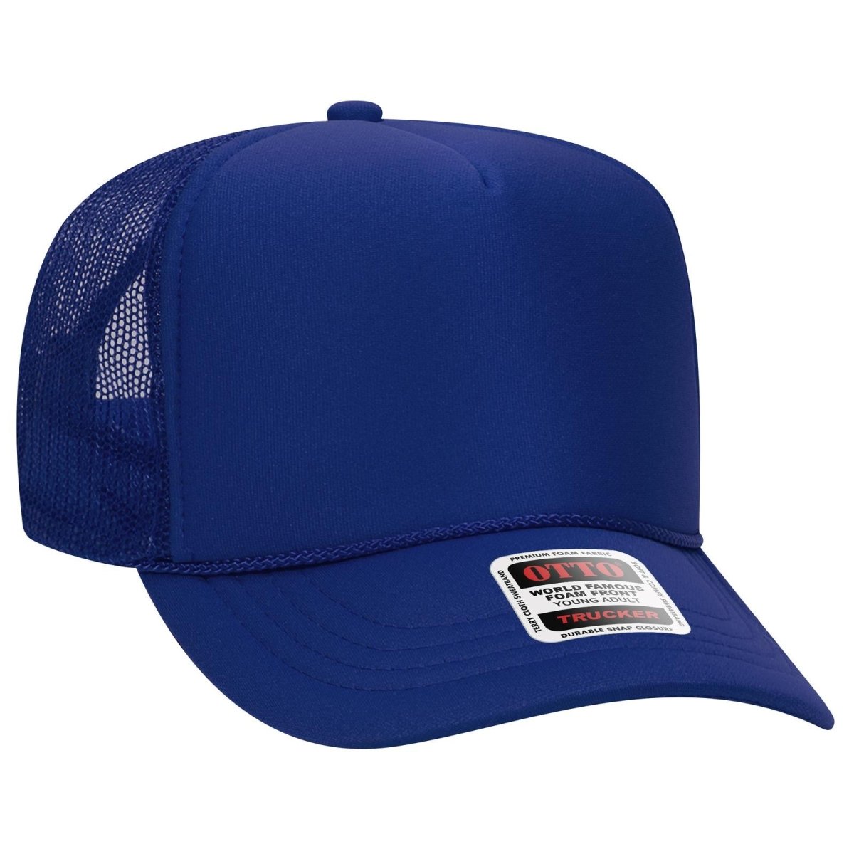 OTTO CAP 5 Panel High Crown Mesh Back Trucker Hat OTTO 39 - 165 Royal Young Adult Hats