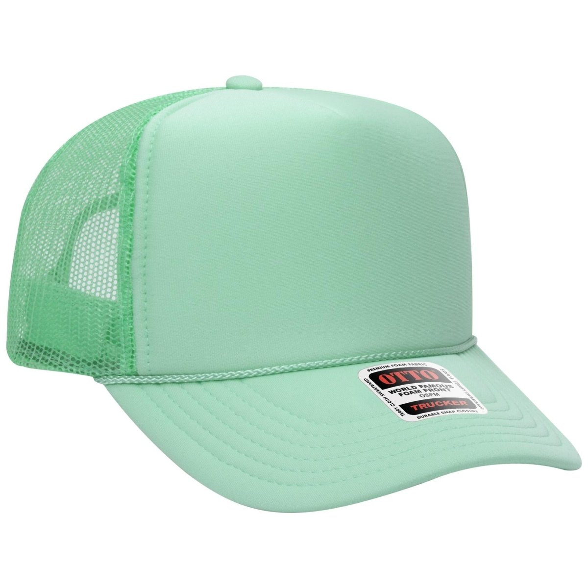 OTTO CAP 5 Panel High Crown Mesh Back Trucker Hat OTTO 39 - 165 Seafoam Green OSFM - Adult Hats