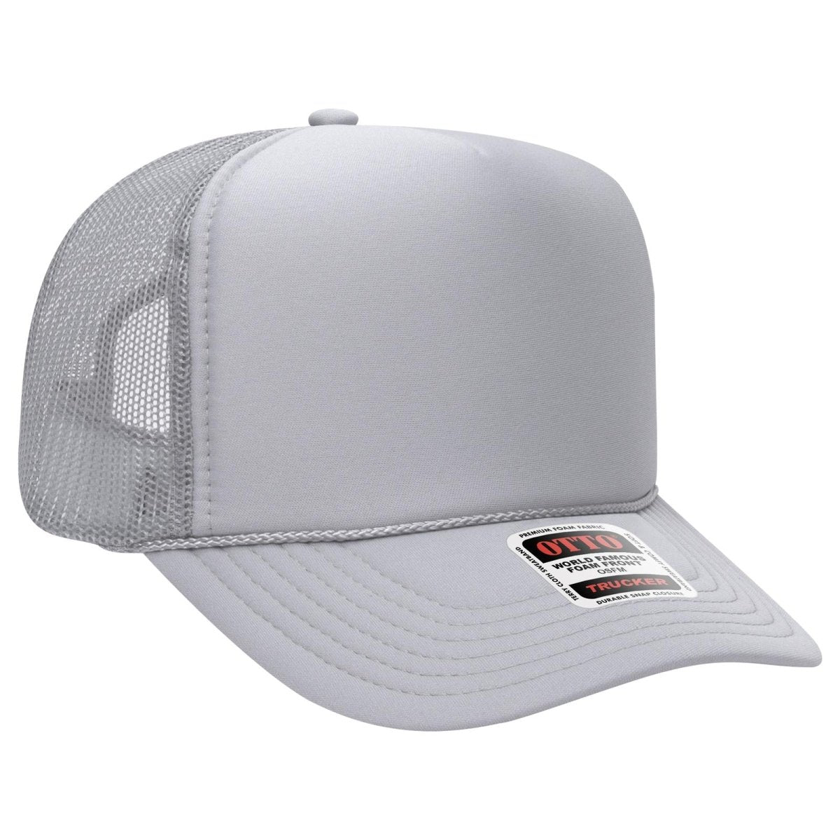 OTTO CAP 5 Panel High Crown Mesh Back Trucker Hat OTTO 39 - 165 Silver Gray OSFM - Adult Hats