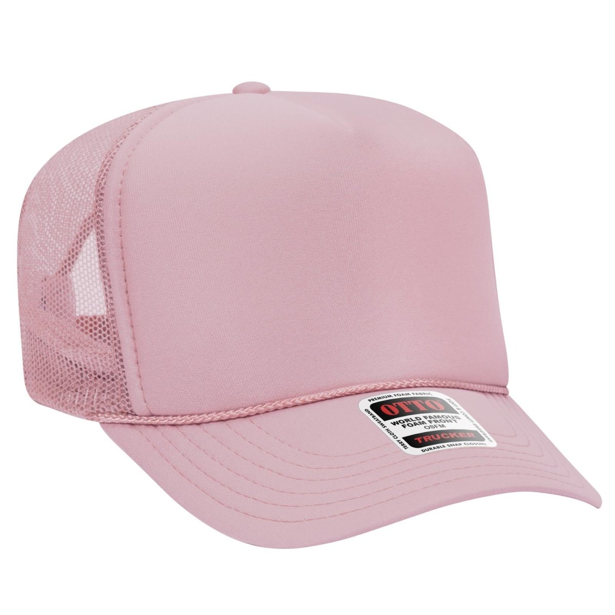 OTTO CAP 5 Panel High Crown Mesh Back Trucker Hat OTTO 39 - 165 Soft Pink OSFM - Adult Hats