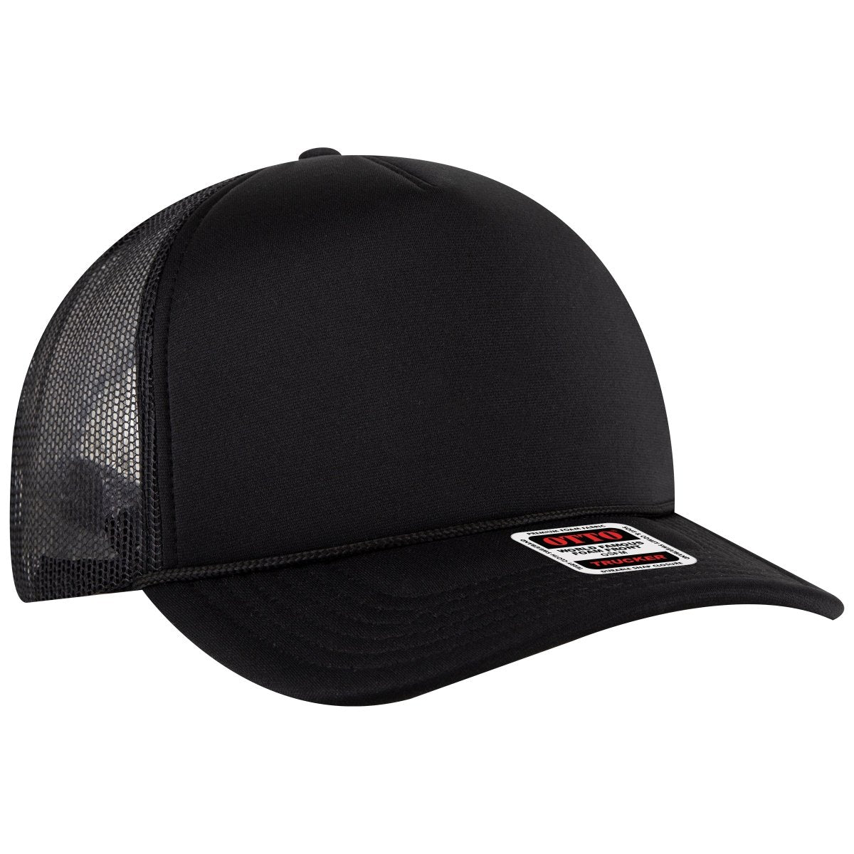 OTTO CAP 5 Panel High Crown Mesh Back Trucker Hat OTTO 3931 - 1 Black OSFM - Adult Hats