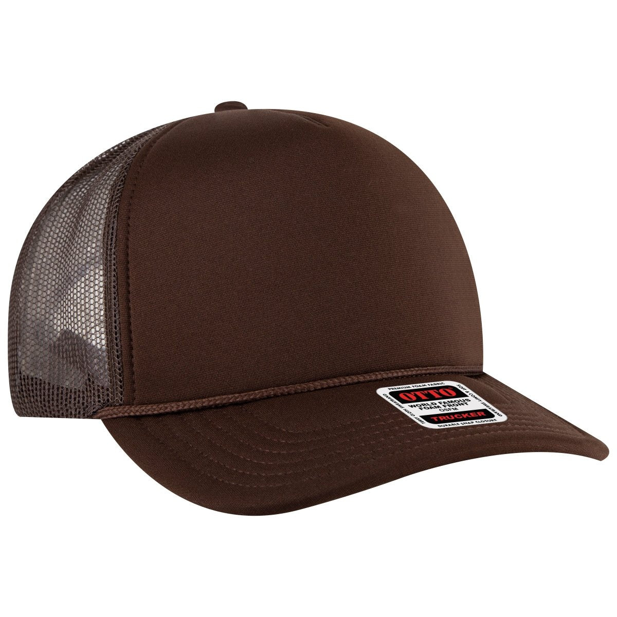 OTTO CAP 5 Panel High Crown Mesh Back Trucker Hat OTTO 3931 - 1 Brown OSFM - Adult Hats