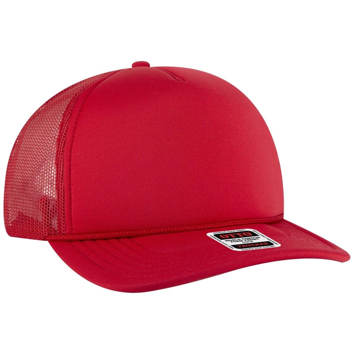 OTTO CAP 5 Panel High Crown Mesh Back Trucker Hat OTTO 3931 - 1 Red OSFM - Adult Hats
