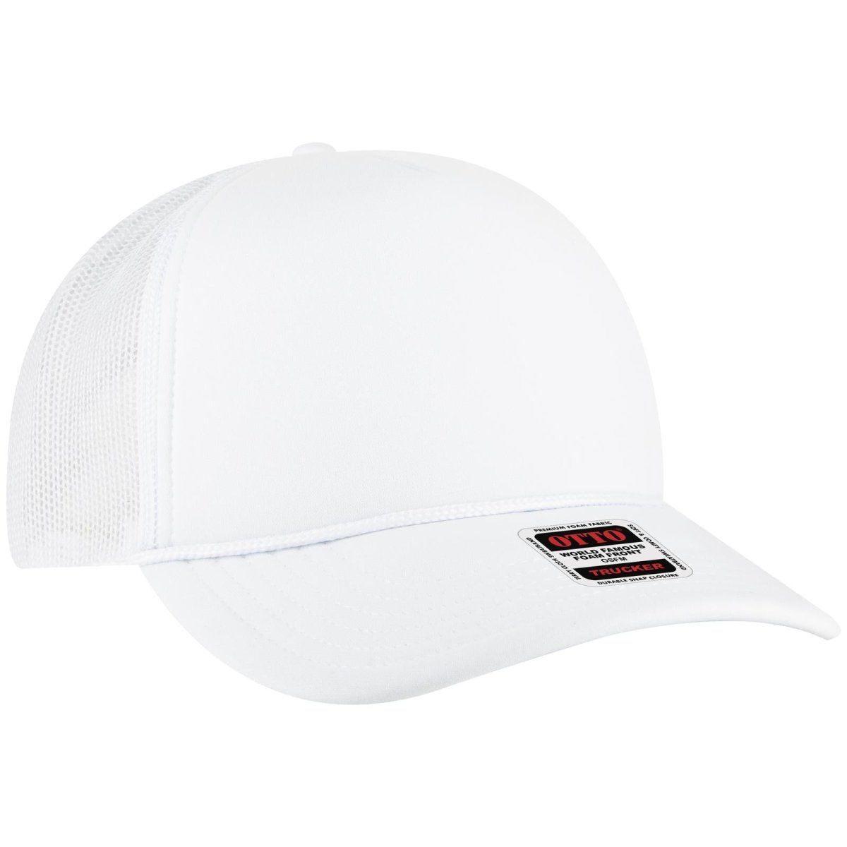 OTTO CAP 5 Panel High Crown Mesh Back Trucker Hat OTTO 3931 - 1 White OSFM - Adult Hats
