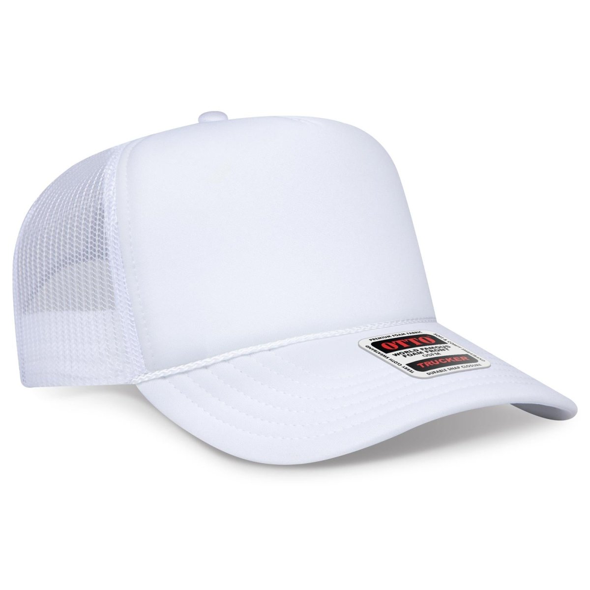 OTTO CAP 5 Panel High Crown Mesh Back Trucker Hat OTTO 3932 - 1 White OSFM - Adult Hats
