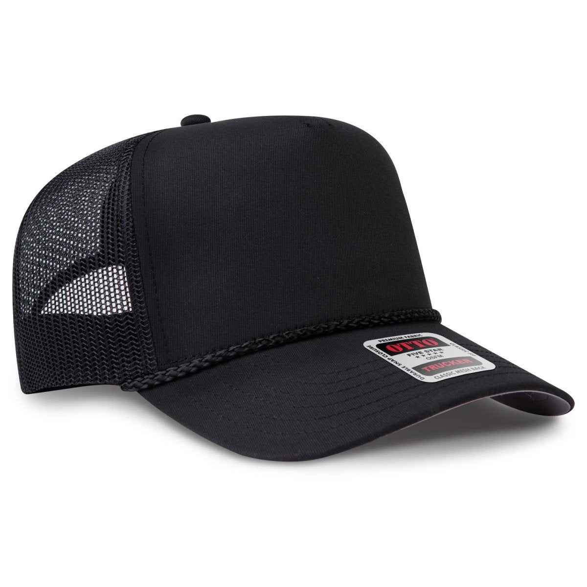 OTTO CAP 5 Panel Mid Profile Baseball Cap OTTO 32 - 2 Black OSFM - Adult