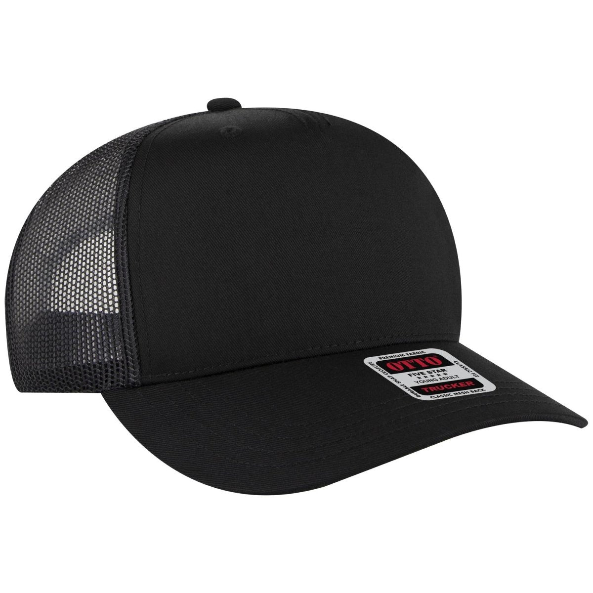 OTTO CAP 5 Panel Mid Profile Mesh Back Trucker Hat OTTO 32 - 285 Black Young Adult Hats