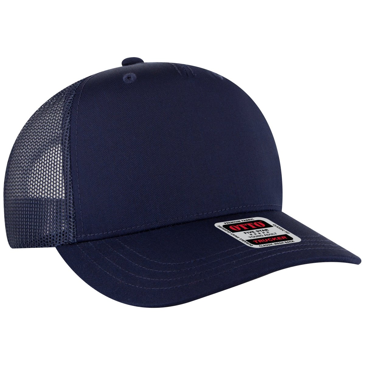 OTTO CAP 5 Panel Mid Profile Mesh Back Trucker Hat OTTO 32 - 285 Navy Young Adult Hats