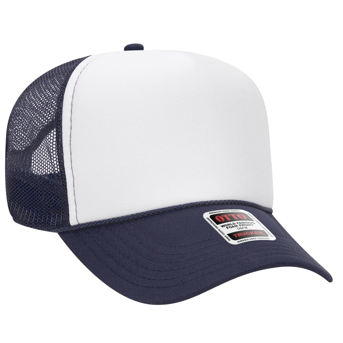 OTTO CAP 5 Panel Mid Profile Mesh Back Trucker Hat OTTO 32 - 467 Nvy/Wht/Nvy OSFM - Adult Hats
