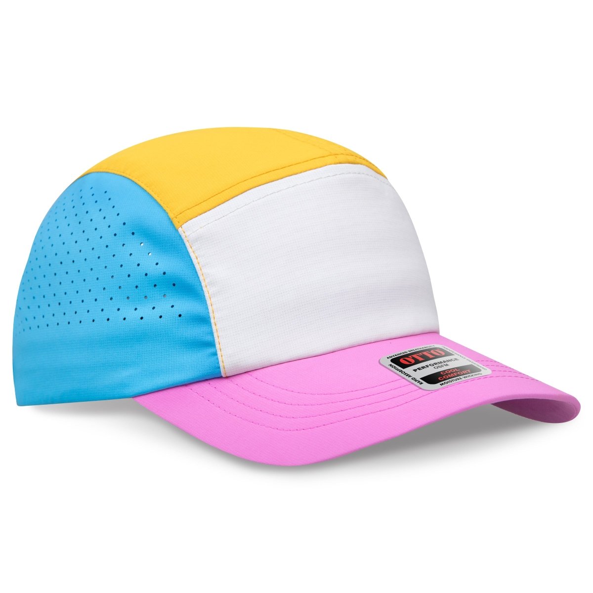 OTTO CAP 5 Panel Running Hat w/ Elastic Soft Visor OTTO 133 - 1 Azl/Ivr/Cl Blu/Amb OSFM - Adult Visors