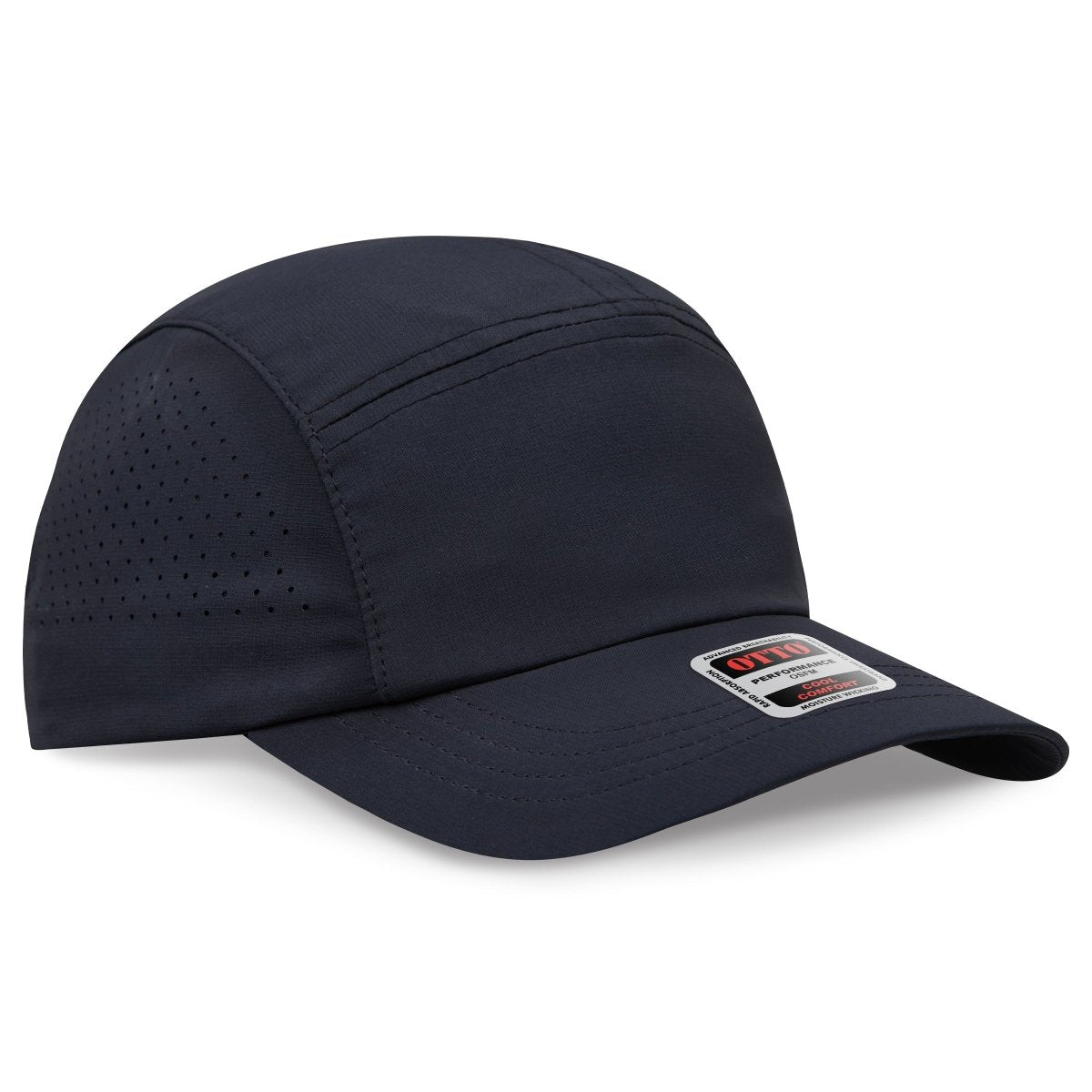 OTTO CAP 5 Panel Running Hat w/ Elastic Soft Visor OTTO 133 - 1 Black OSFM - Adult Visors