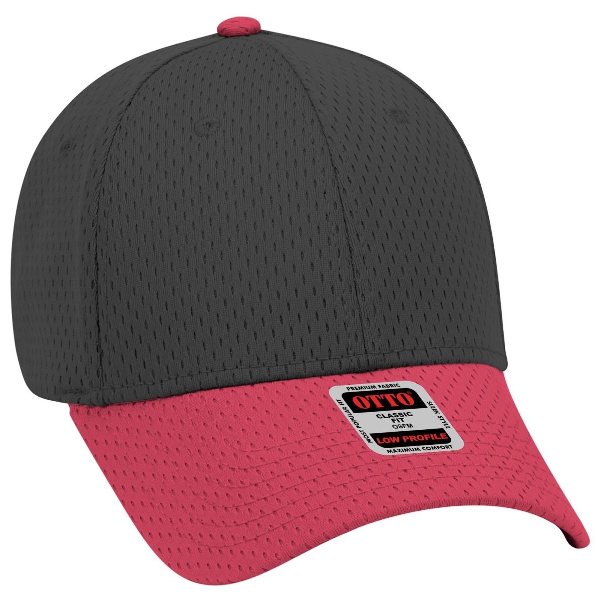 OTTO CAP 6 Panel Low Profile Baseball Cap OTTO 19 - 366 Red/Blk OSFM - Adult Hats