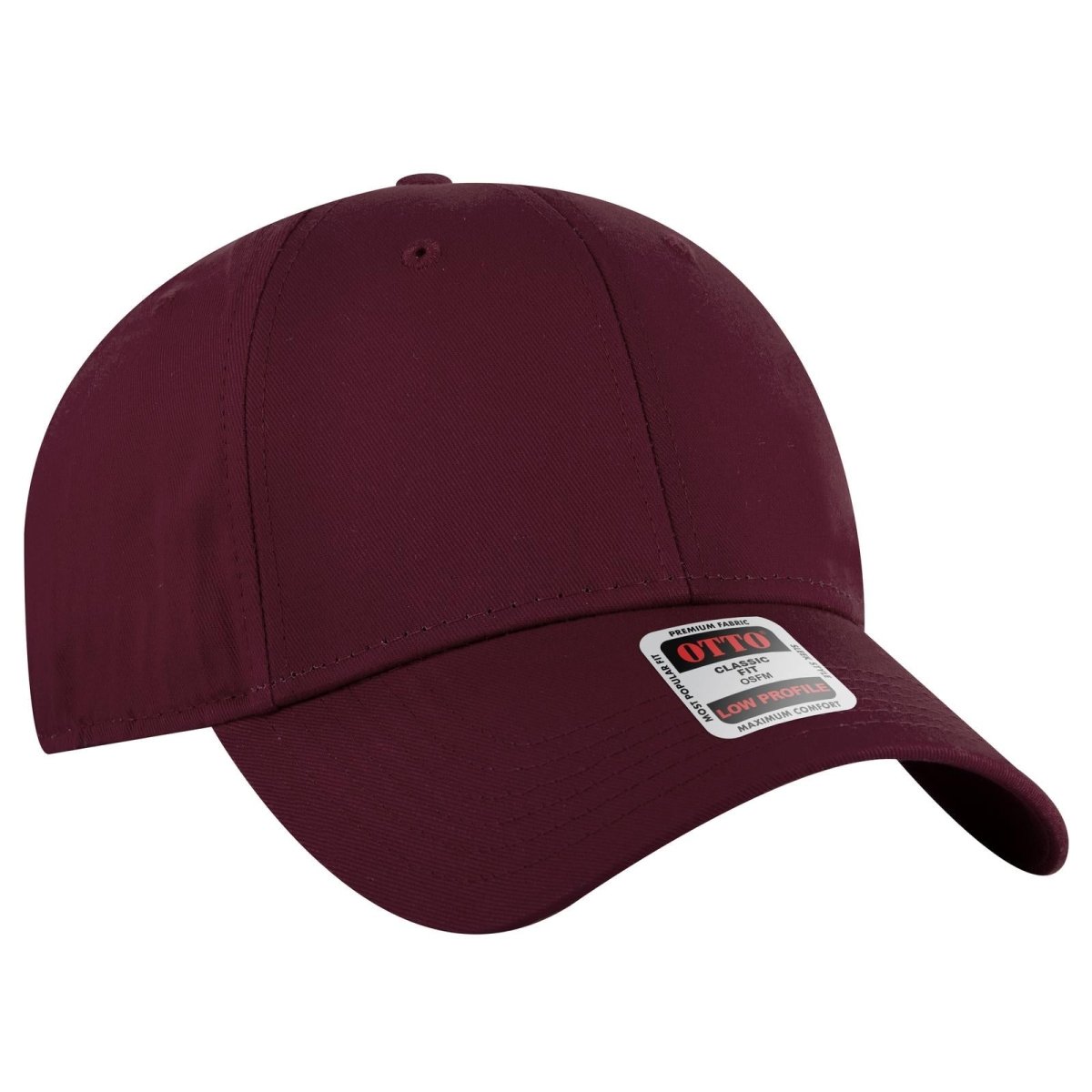 OTTO CAP 6 Panel Low Profile Baseball Cap OTTO 19 - 536 Burgundy Maroon OSFM - Adult Hats