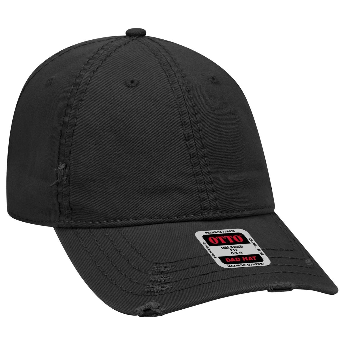 OTTO CAP 6 Panel Low Profile Dad Hat OTTO 104 - 1018 Black OSFM - Adult Hats