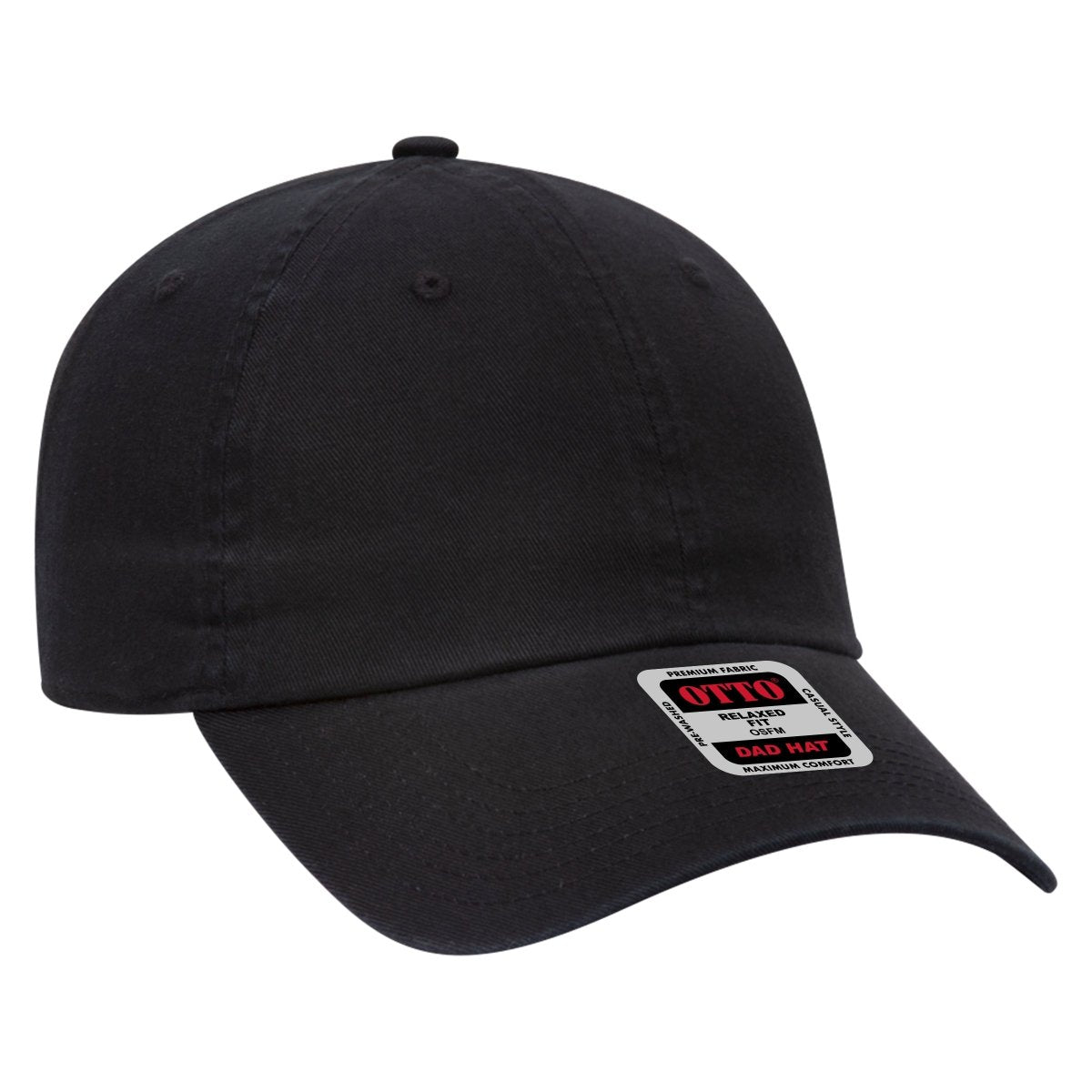 OTTO CAP 6 Panel Low Profile Dad Hat OTTO 18 - 1225 Black OSFM - Adult Hats