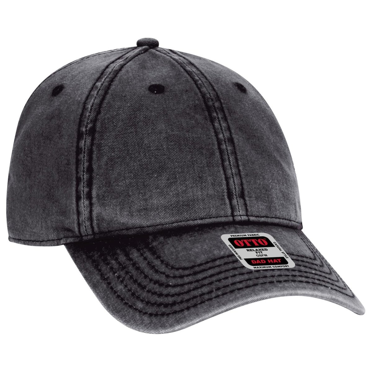 OTTO CAP 6 Panel Low Profile Dad Hat OTTO 18 - 1248 Black OSFM - Adult Hats