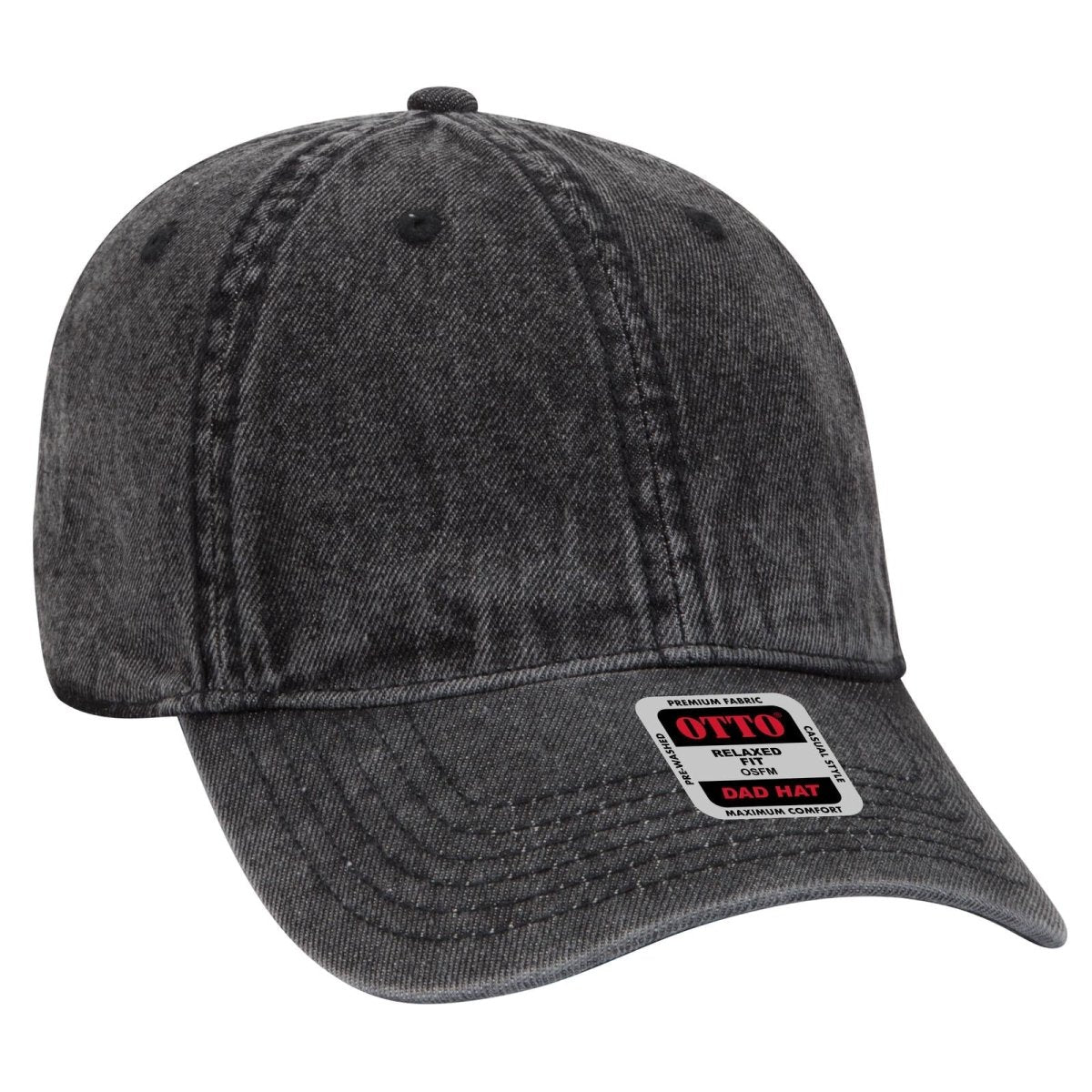 OTTO CAP 6 Panel Low Profile Dad Hat OTTO 18 - 1249 Black OSFM - Adult Hats