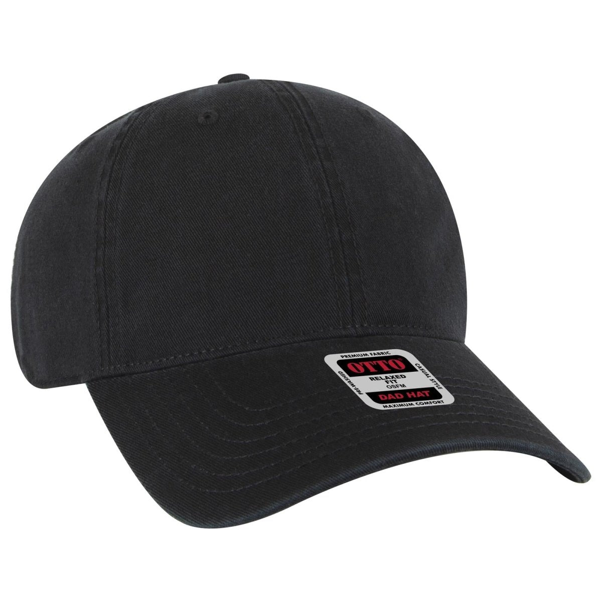 OTTO CAP 6 Panel Low Profile Dad Hat OTTO 18 - 1322 Black OSFM - Adult Hats